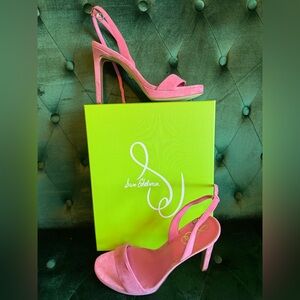 Sam Edelman - Jade - Pink Suede Strappy Stiletto Platform Sandals Size 9.5 NIB
